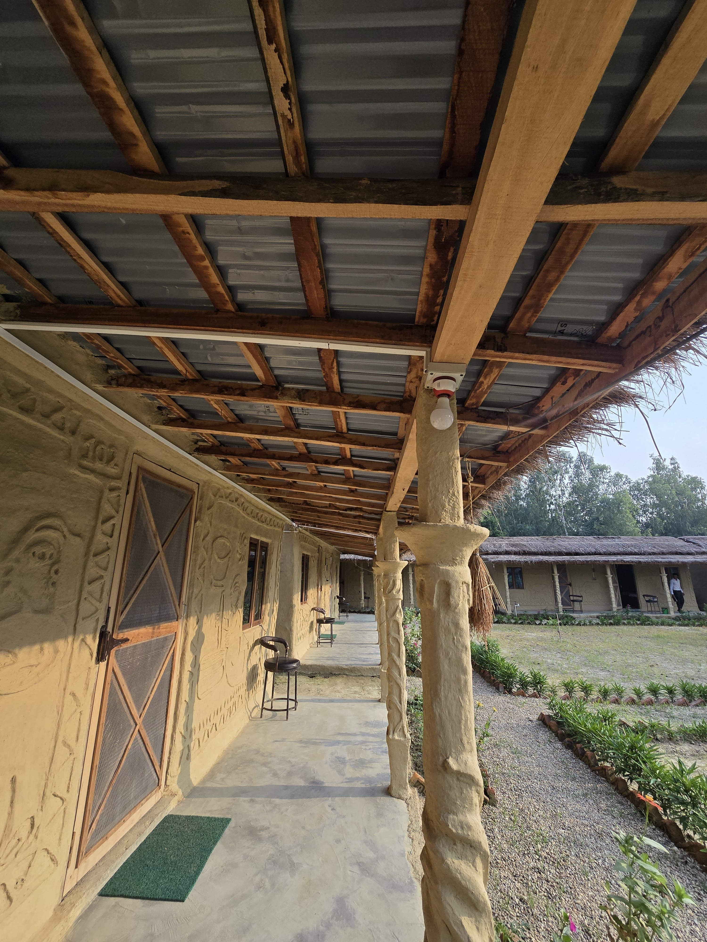 Open veranda with courtyard garden view