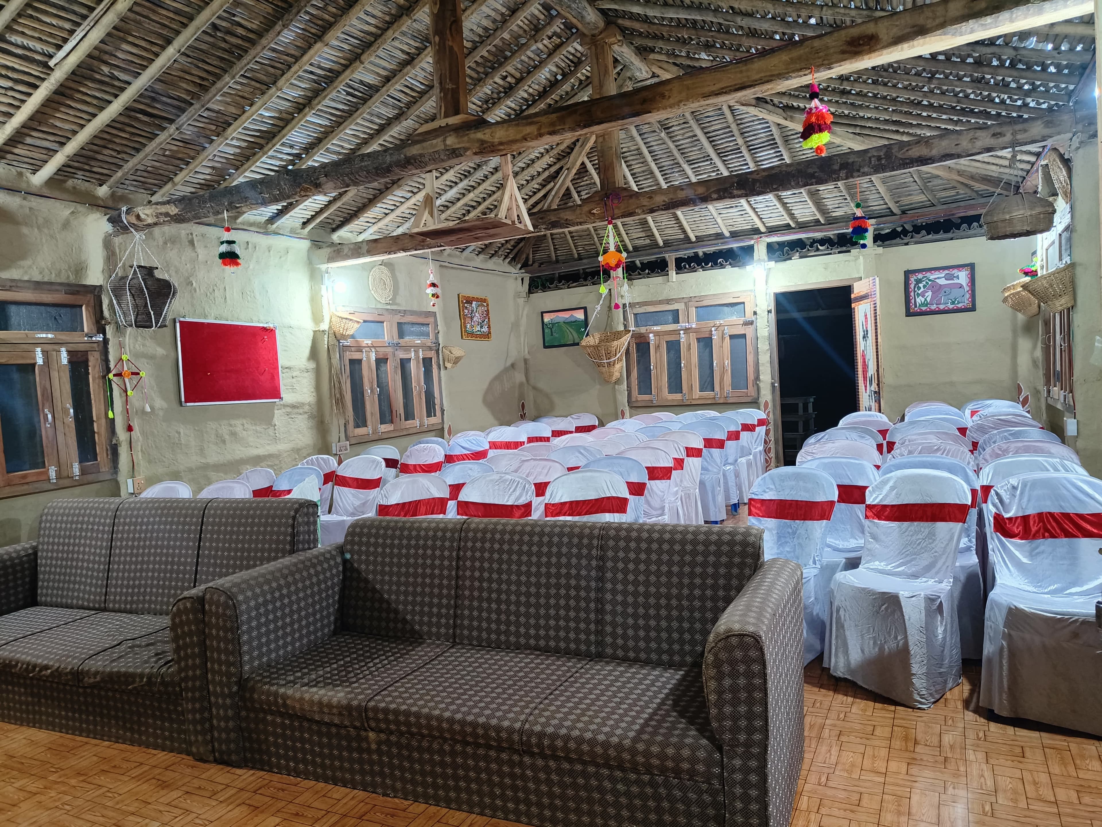 Traditional event hall with rustic decor